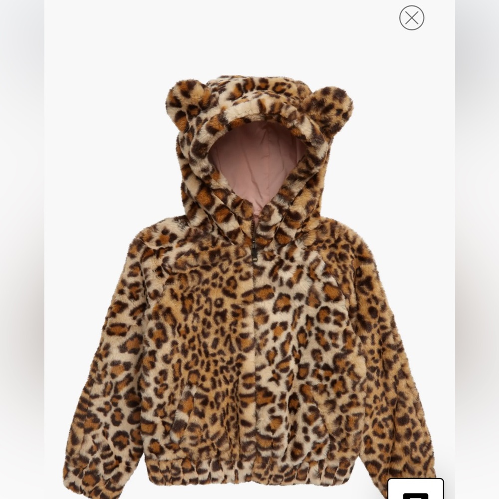 Nordstrom Tucker + Tate Leopard FAUx Fur Jacket Hoodie girls
